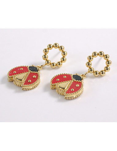 Kolczyki BIEDRONKA CZERWONE BIEDRONKI  STAL...