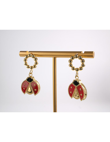 Kolczyki BIEDRONKA CZERWONE BIEDRONKI  STAL...