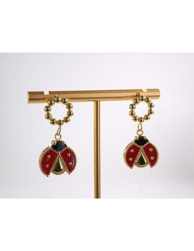 Kolczyki BIEDRONKA CZERWONE BIEDRONKI  STAL...