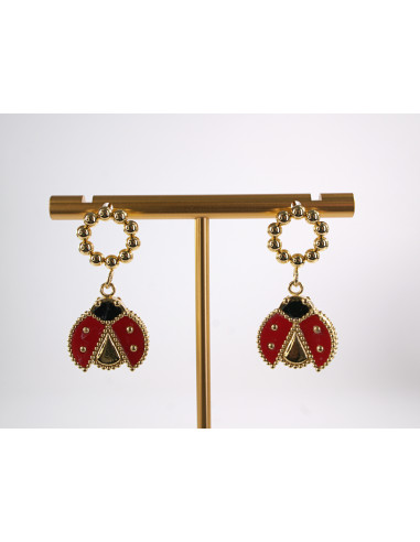 Kolczyki BIEDRONKA CZERWONE BIEDRONKI  STAL...