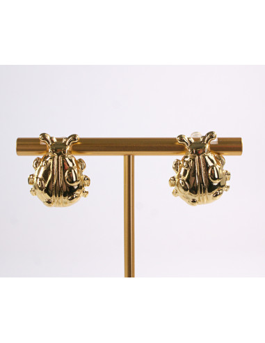 Kolczyki BIEDRONKA ZŁOTE  BIEDRONKI  STAL...