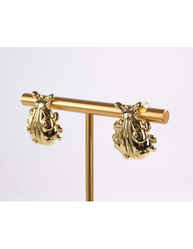 Kolczyki BIEDRONKA ZŁOTE  BIEDRONKI  STAL...