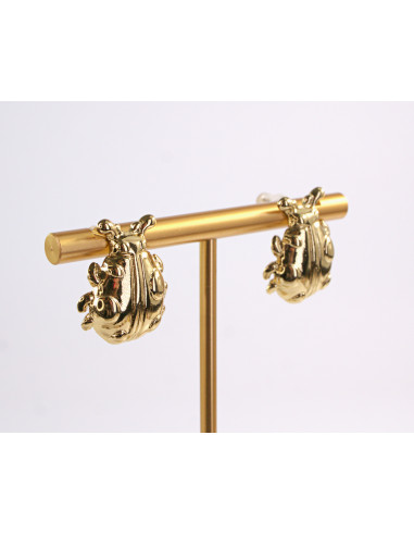 Kolczyki BIEDRONKA ZŁOTE  BIEDRONKI  STAL...