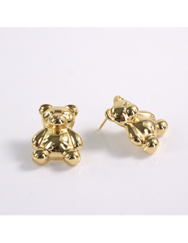 Kolczyki MIŚ NIEDZWIADEK ZŁOTE MISIE  STAL...