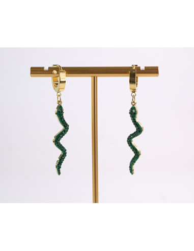 Kolczyki WĄŻ ZIELONY WĘŻE   STAL CHIRURGICZNA...