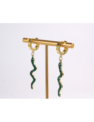 Kolczyki WĄŻ ZIELONY WĘŻE   STAL CHIRURGICZNA...