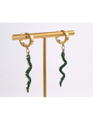 Kolczyki WĄŻ ZIELONY WĘŻE   STAL CHIRURGICZNA...