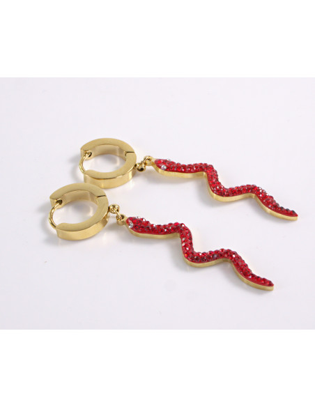 Kolczyki WĄŻ CZERWONY WĘŻE   STAL CHIRURGICZNA  LOLITA AKCESORIA