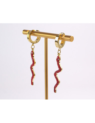 Kolczyki WĄŻ CZERWONY WĘŻE   STAL CHIRURGICZNA...