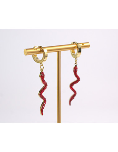 Kolczyki WĄŻ CZERWONY WĘŻE   STAL CHIRURGICZNA...