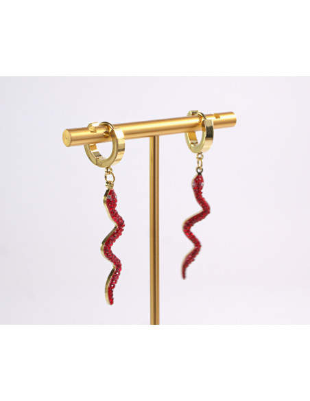 Kolczyki WĄŻ CZERWONY WĘŻE   STAL CHIRURGICZNA  LOLITA AKCESORIA