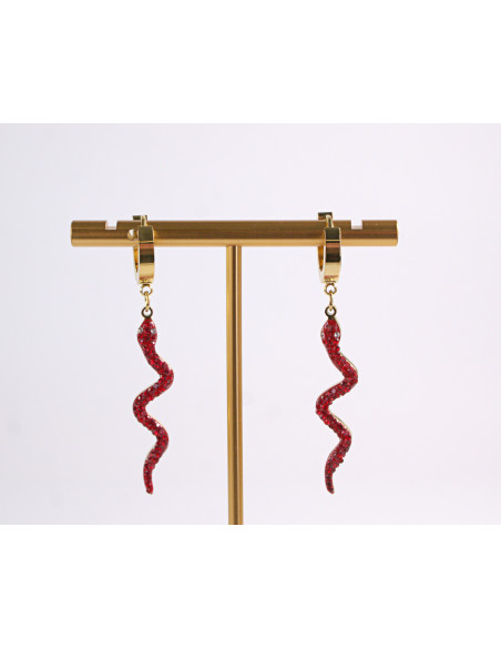 Kolczyki WĄŻ CZERWONY WĘŻE   STAL CHIRURGICZNA  LOLITA AKCESORIA