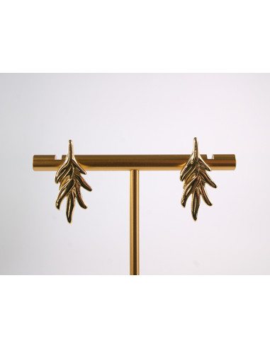 Kolczyki ZŁOTY  LIŚĆ LISTEK  STAL CHIRURGICZNA...