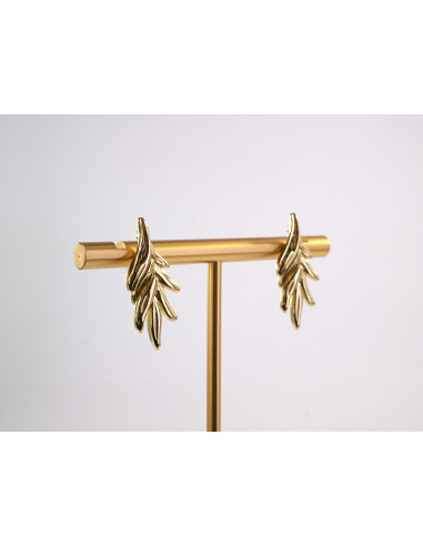 Kolczyki ZŁOTY  LIŚĆ LISTEK  STAL CHIRURGICZNA...