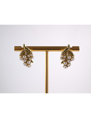 Kolczyki ZŁOTY KIŚĆ WINOGRON STAL CHIRURGICZNA...