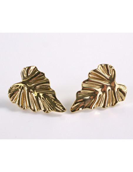 Kolczyki ZŁOTY  LIŚĆ LISTEK  STAL CHIRURGICZNA  LOLITA AKCESORIA