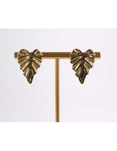 Kolczyki ZŁOTY  LIŚĆ LISTEK  STAL CHIRURGICZNA...