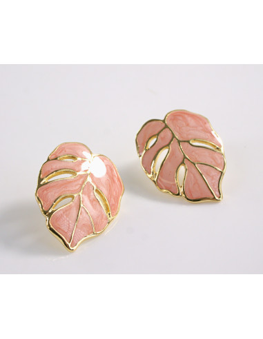 Kolczyki LIŚĆ LIŚĆ MONSTERA  STAL CHIRURGICZNA...