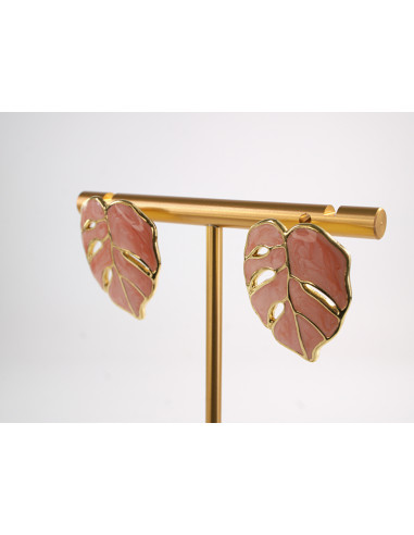 Kolczyki LIŚĆ LIŚĆ MONSTERA  STAL CHIRURGICZNA...