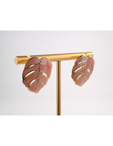 Kolczyki LIŚĆ LIŚĆ MONSTERA  STAL CHIRURGICZNA...