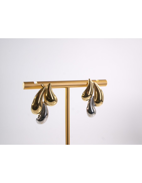 Kolczyki  ZŁOTO - SREBRNE ŁEZKI KROPLE STAL CHIRURGICZNA  LOLITA AKCESORIA