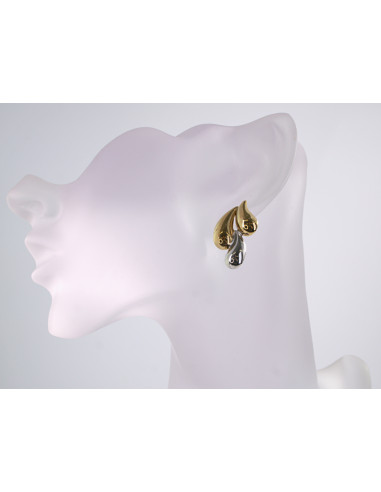 Kolczyki  ZŁOTO - SREBRNE ŁEZKI KROPLE STAL...