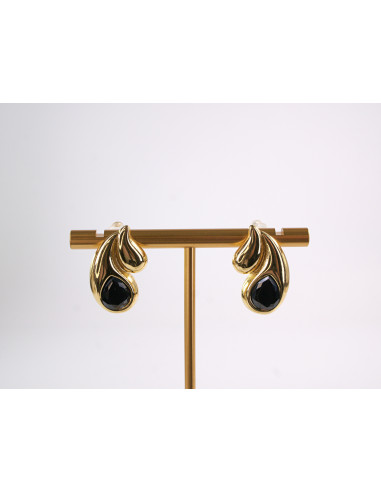 Kolczyki  ZŁOTE  ŁEZKI KROPLE Z OCZKIEM STAL...