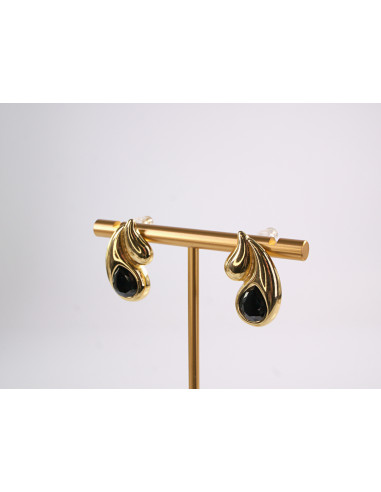 Kolczyki  ZŁOTE  ŁEZKI KROPLE Z OCZKIEM STAL...