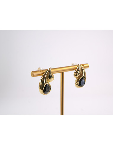 Kolczyki  ZŁOTE  ŁEZKI KROPLE Z OCZKIEM STAL...