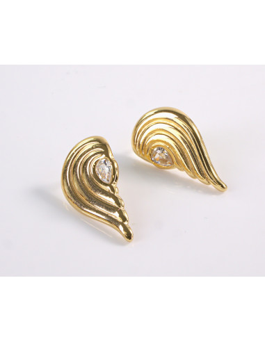 Kolczyki  ZŁOTE  ASYMETRYCZNE  Z OCZKIEM STAL...