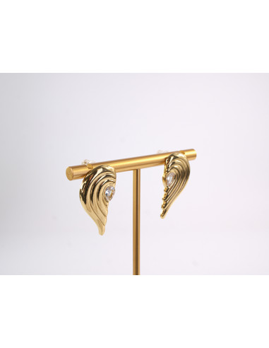 Kolczyki  ZŁOTE  ASYMETRYCZNE  Z OCZKIEM STAL...