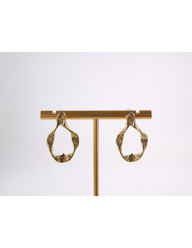 Kolczyki  ZŁOTE  ŁEZKI KROPLE  STAL...