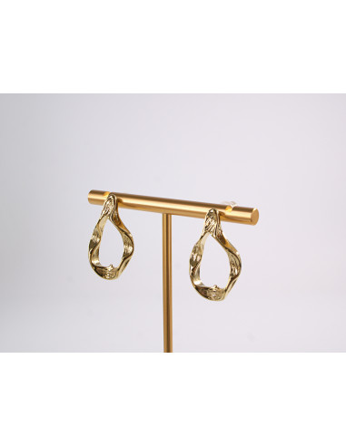 Kolczyki  ZŁOTE  ŁEZKI KROPLE  STAL...