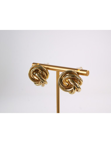 Kolczyki  WĘZEŁ SUPEŁ ZŁOTE WĘZEŁKI  STAL...