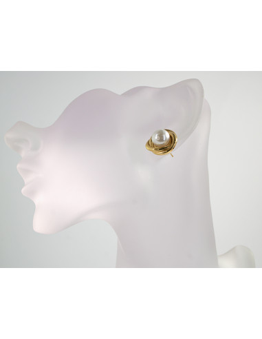 Kolczyki  WĘZEŁ SUPEŁ ZŁOTE Z PERŁĄ  STAL...