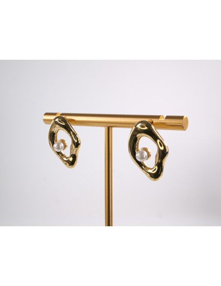 Kolczyki  ASYMETRYCZNA OSTRYGA Z PERŁĄ  STAL CHIRURGICZNA  LOLITA AKCESORIA