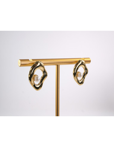 Kolczyki  ASYMETRYCZNA OSTRYGA Z PERŁĄ  STAL...