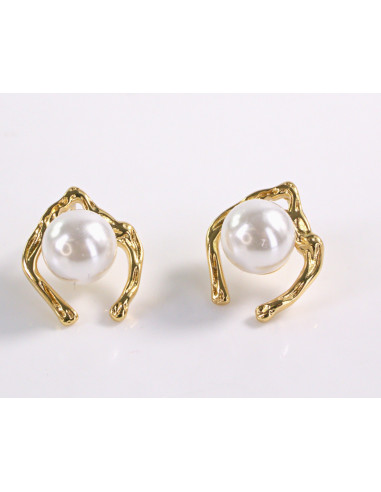 Kolczyki   ZŁOTE Z PERŁĄ  STAL CHIRURGICZNA...