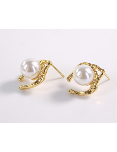 Kolczyki   ZŁOTE Z PERŁĄ  STAL CHIRURGICZNA...