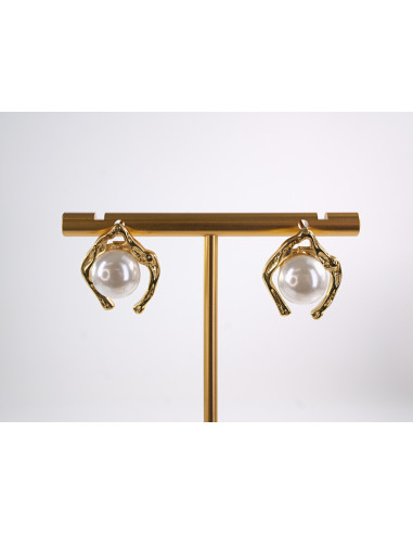 Kolczyki   ZŁOTE Z PERŁĄ  STAL CHIRURGICZNA...