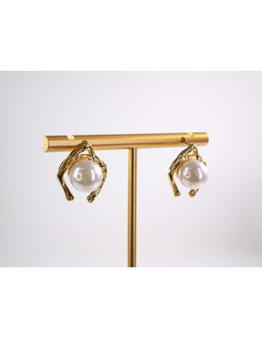Kolczyki   ZŁOTE Z PERŁĄ  STAL CHIRURGICZNA...