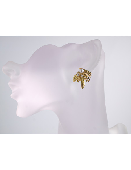 Kolczyki  ASYMETRYCZNE ZŁOTE Z PERŁĄ  STAL CHIRURGICZNA  LOLITA AKCESORIA