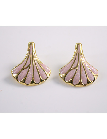 Kolczyki RÓŻOWY LIŚĆ MIŁORZĘBU   STAL CHIRURGICZNA  LOLITA AKCESORIA