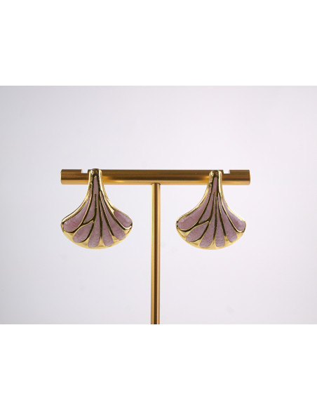 Kolczyki RÓŻOWY LIŚĆ MIŁORZĘBU   STAL CHIRURGICZNA  LOLITA AKCESORIA