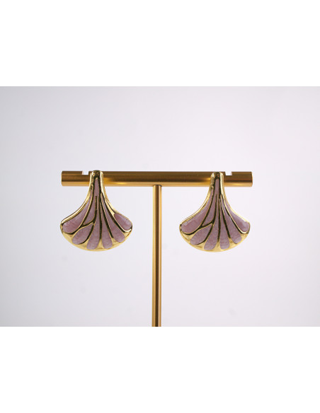 Kolczyki RÓŻOWY LIŚĆ MIŁORZĘBU   STAL CHIRURGICZNA  LOLITA AKCESORIA