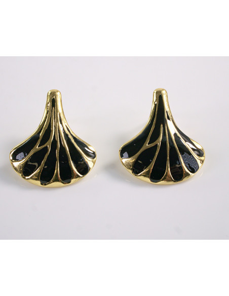 Kolczyki CZARNY LIŚĆ MIŁORZĘBU   STAL CHIRURGICZNA  LOLITA AKCESORIA