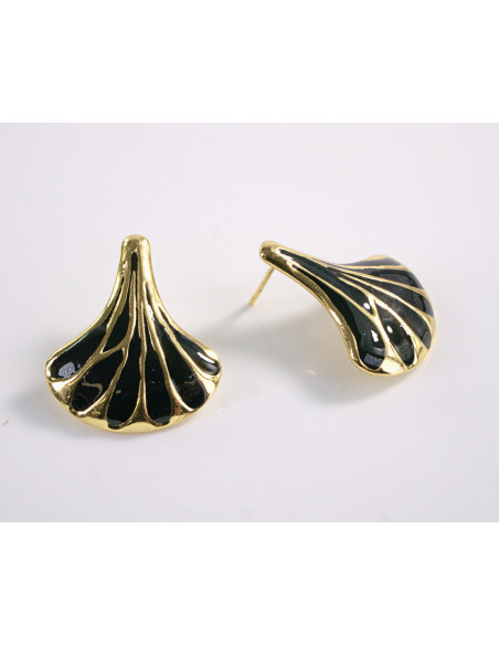 Kolczyki CZARNY LIŚĆ MIŁORZĘBU   STAL CHIRURGICZNA  LOLITA AKCESORIA