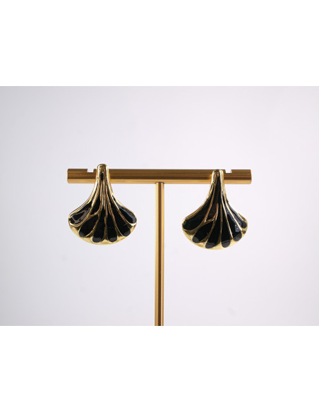 Kolczyki CZARNY LIŚĆ MIŁORZĘBU   STAL CHIRURGICZNA  LOLITA AKCESORIA