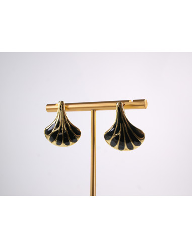 Kolczyki CZARNY LIŚĆ MIŁORZĘBU   STAL...