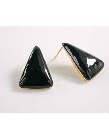 Kolczyki CZARNY TRÓJKĄT TRÓJKĄTY  STAL...